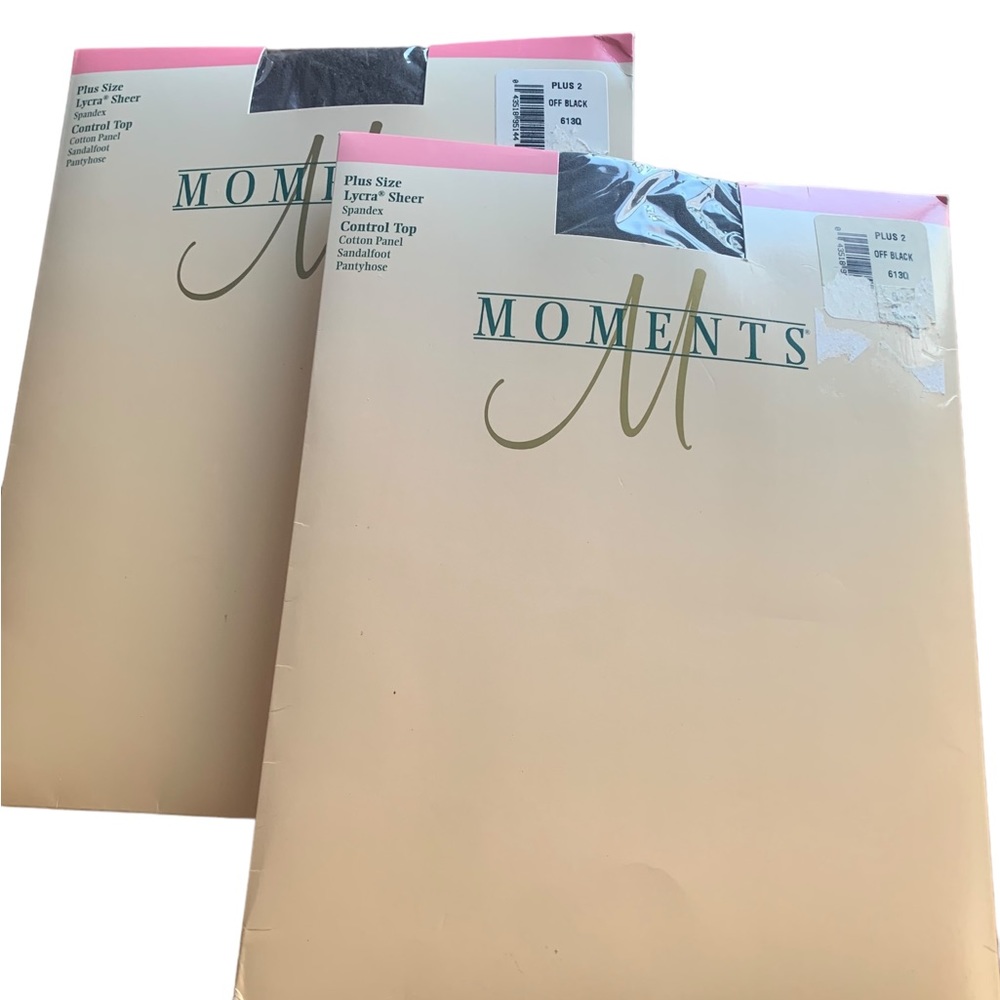 Moments Plus Size 2 Control Top Pantyhose. NWT Offblack